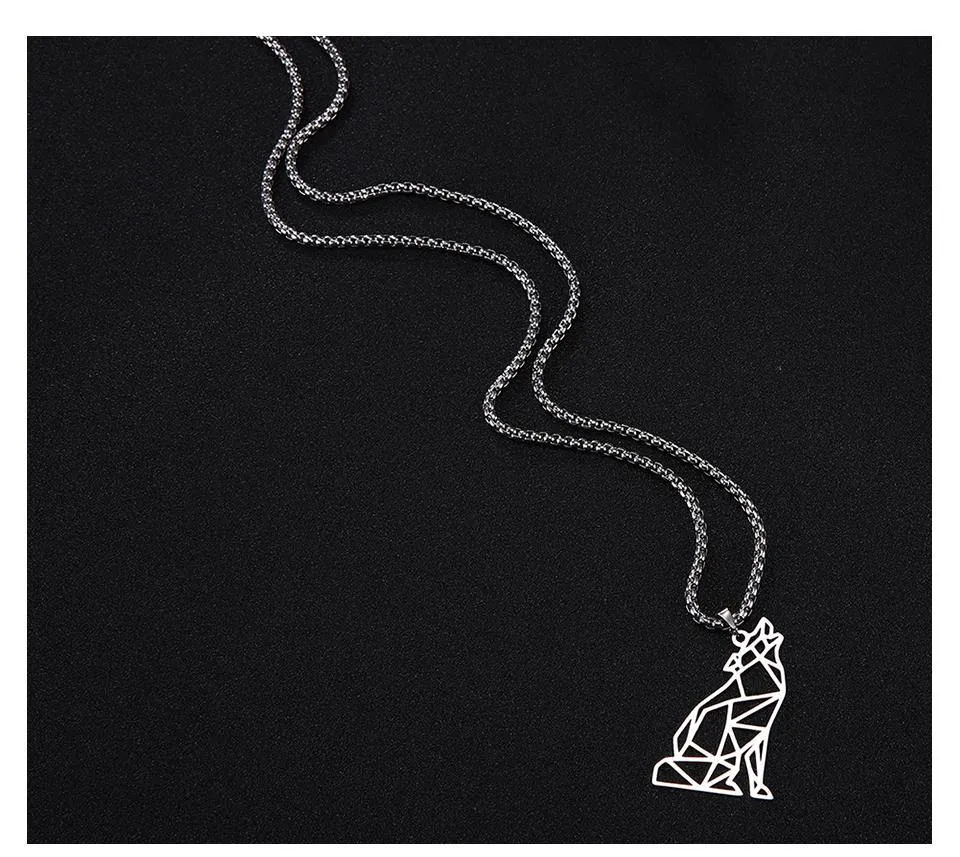 Geometric Wolf Necklaces