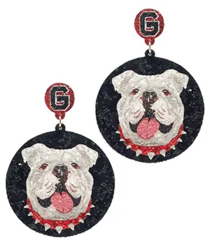 Georgia Bulldog Matte Glitter Statement Earrings: Black Circle Dawg or Cut Out Dawg