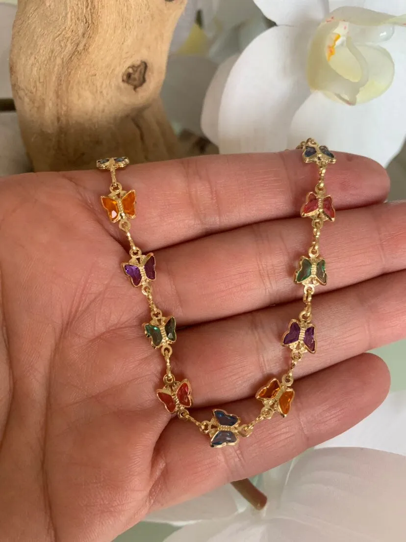 Gold Anklet Butterfly, 18 K Gold Filled Butterfly Anklet, Gold Anklet , Lucky Anklet, Gold Anklet , butterfly bracelet