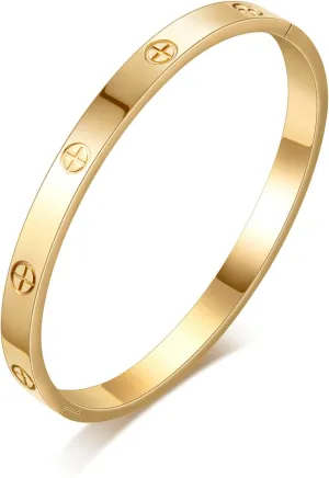 Gold Bangle Bracelets for Women 18K Gold Plated Stainless Steel Love Bangle Bracelet for Women Men