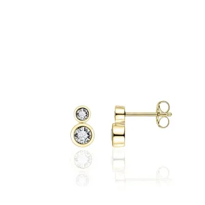 Gold Vermeil Two-Stone Cubic Zirconia Stud Earrings