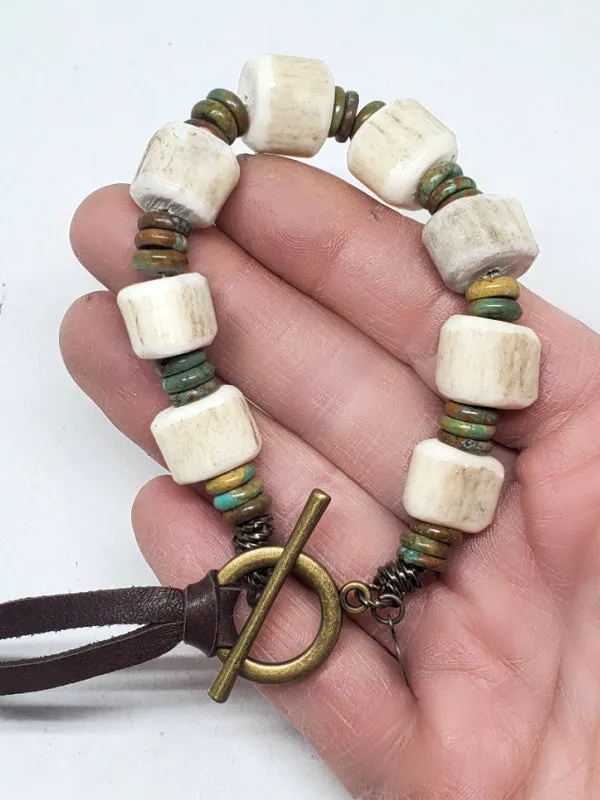 Handcrafted Antler Bead Toggle Bracelet
