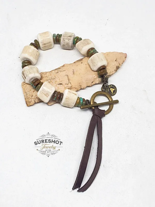 Handcrafted Antler Bead Toggle Bracelet