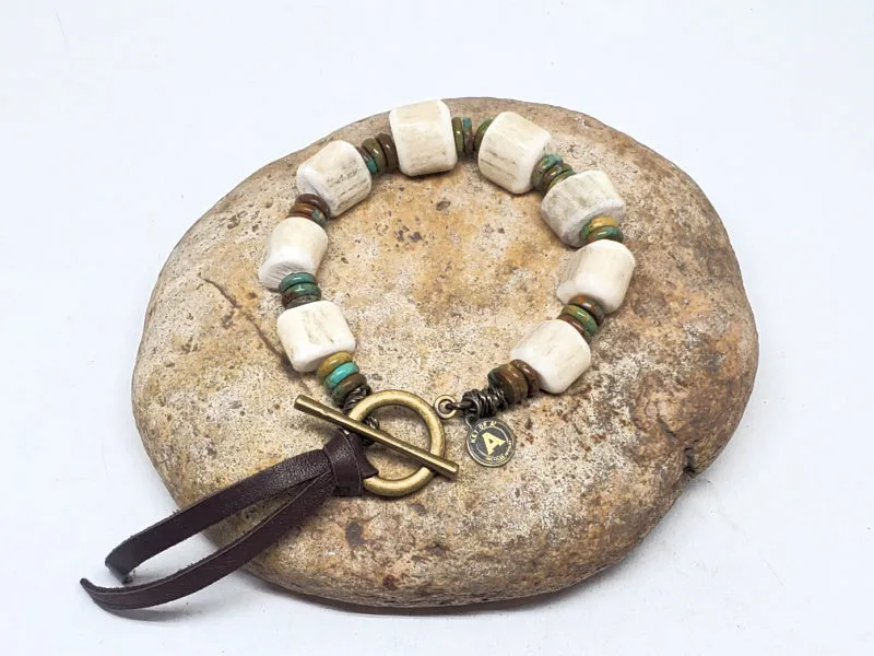 Handcrafted Antler Bead Toggle Bracelet