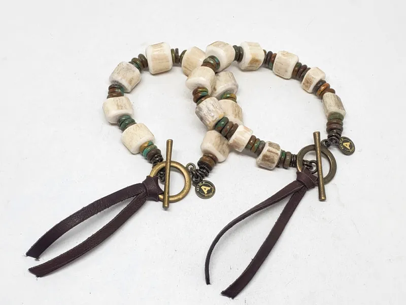 Handcrafted Antler Bead Toggle Bracelet