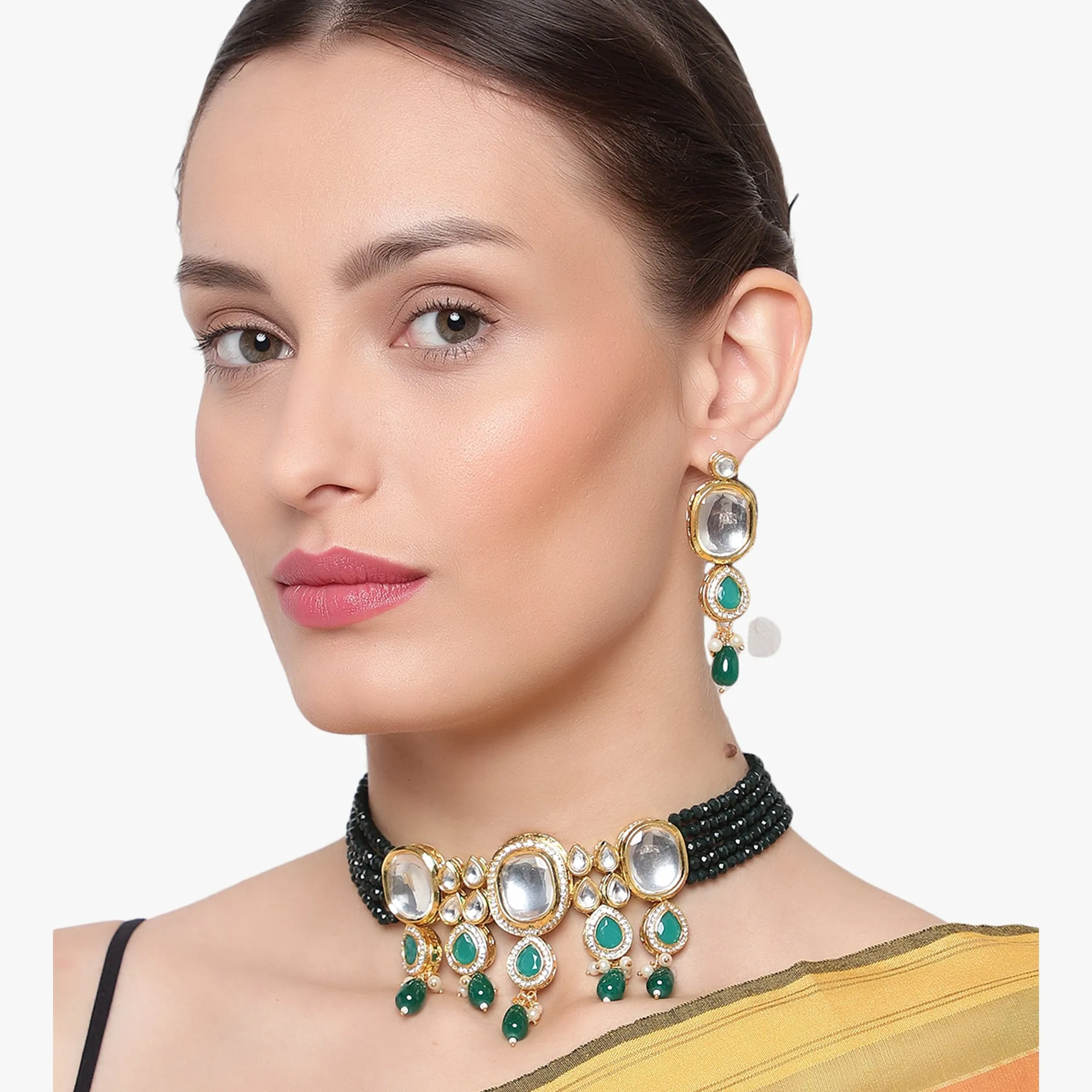 Heavy Indian Kundan Choker Necklace Set