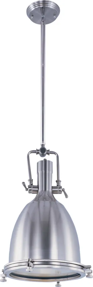 Hi-Bay 1-Light Pendant in Satin Nickel with Frosted Glass