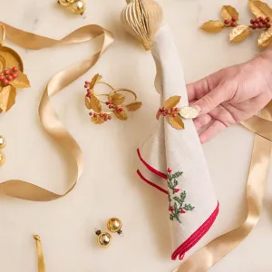 Holly Metal Napkin Rings Set of 4