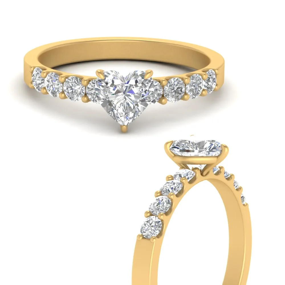 IGI Certified 1/2 - 5 Carat Lab Grown Diamond Solitaire With Accent Engagement Ring 14K Gold