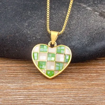 Ins Popular Exquisite Elegant Love Chessboard Pendant