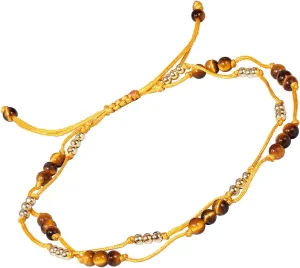 Jewever Layer Tiger Eye Rose Quartz Amethyst Crystal Anklet Bracelet for Women Beaded Genuine Crystals and Gemstones Beach Foot Handmade Jewelry