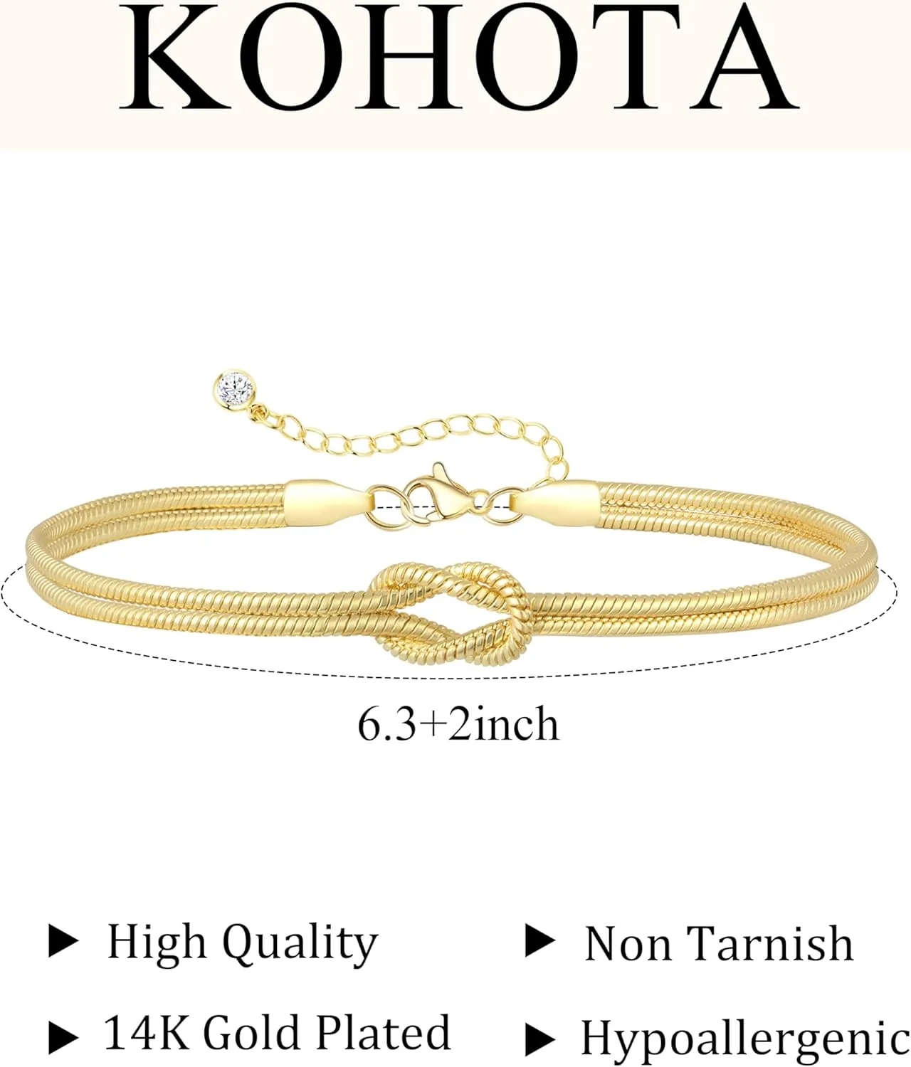 KOHOTA Silver Gold Bracelets for Women Trendy 14K Gold Plated Bracelet for Women Non Tarnish Dainty Stackable Layered Chain Heart Pearl Knot Beaded Bracelets Stack Set Charm Mothers Day Jewelry Gifts