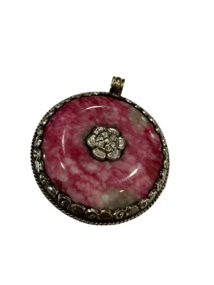 Large Chunky Statement Gemstone Pendants With Carved Silver