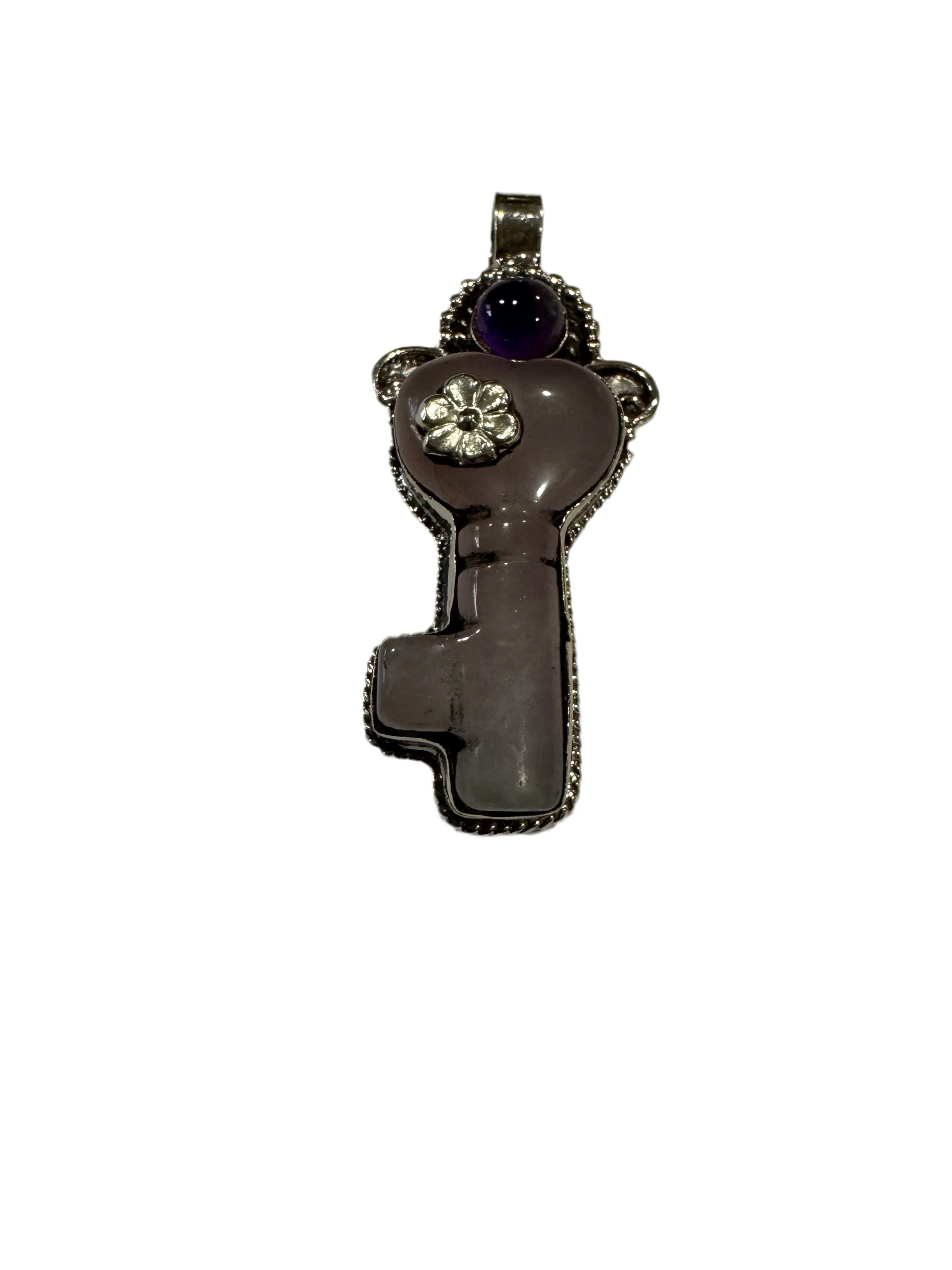 Large Chunky Statement Gemstone Pendants With Carved Silver