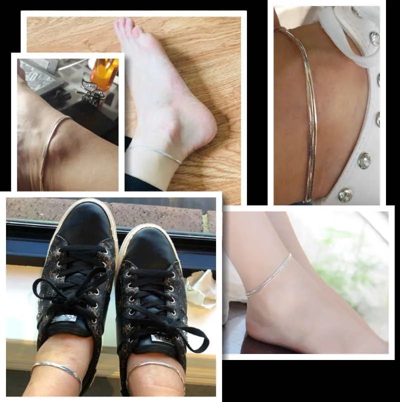 Layered Silver Anklet- Multilayer Ankle Bracelet