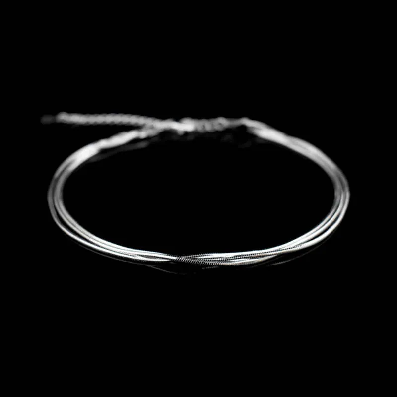 Layered Silver Anklet- Multilayer Ankle Bracelet