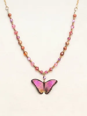 Living Coral Bella Butterfly Beaded Necklace