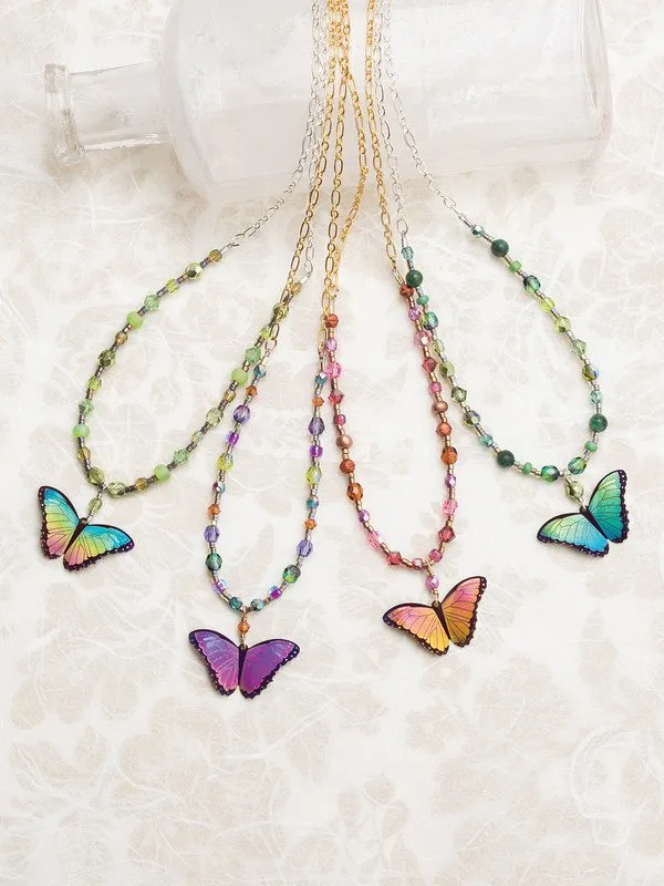 Living Coral Bella Butterfly Beaded Necklace
