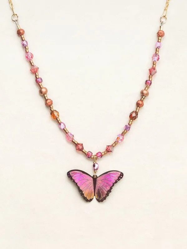 Living Coral Bella Butterfly Beaded Necklace