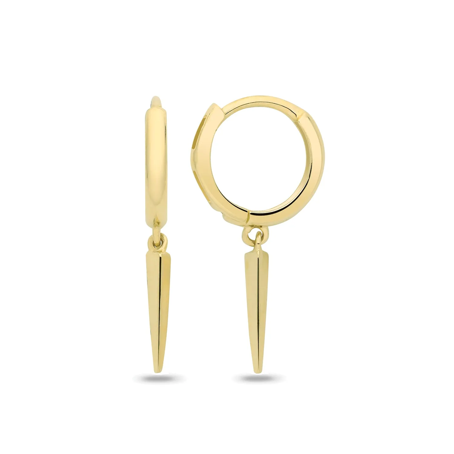 Lloyds Spike Drop Huggie Hoop 8mm Earrings - 9k Yellow Gold