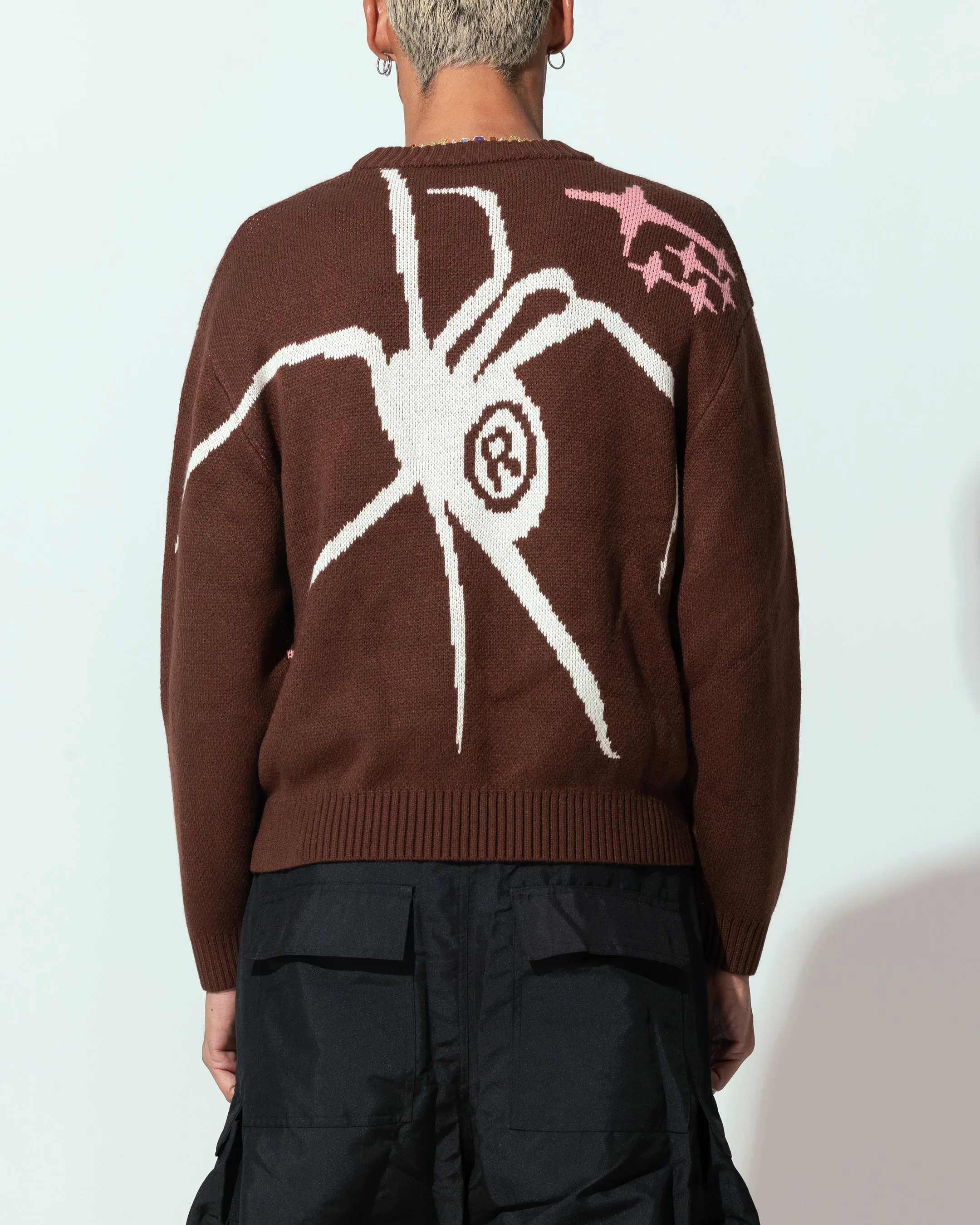 Loiter Spider Knit Sweater Brown