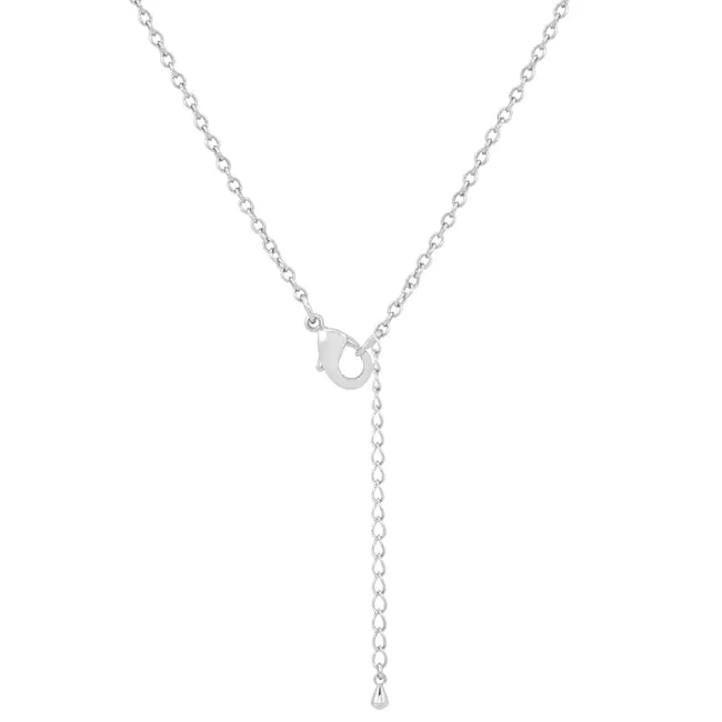 LOVCIA Champagne CZ Butterfly Pendant Necklace with Rhodium Finish