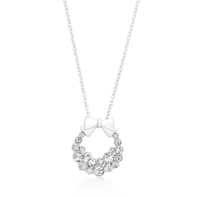 LOVCIA Crystal Holiday Wreath Pendant Necklace