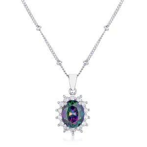 LOVCIA Mystic Royal Petite Oval Pendant with Rhodium Plating