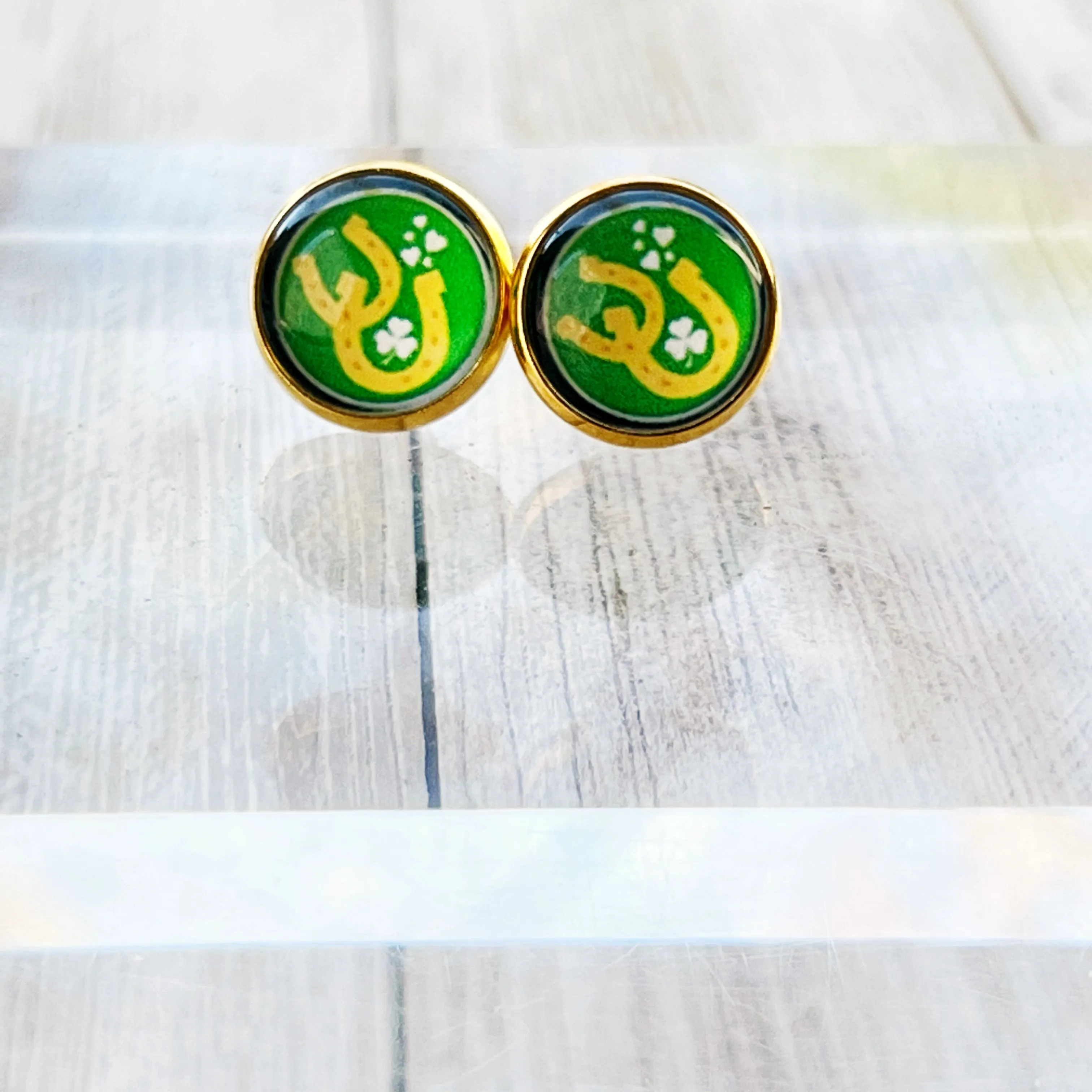Lucky Horseshoe Gold Stud Earrings - Stylish & Symbolic Accessories