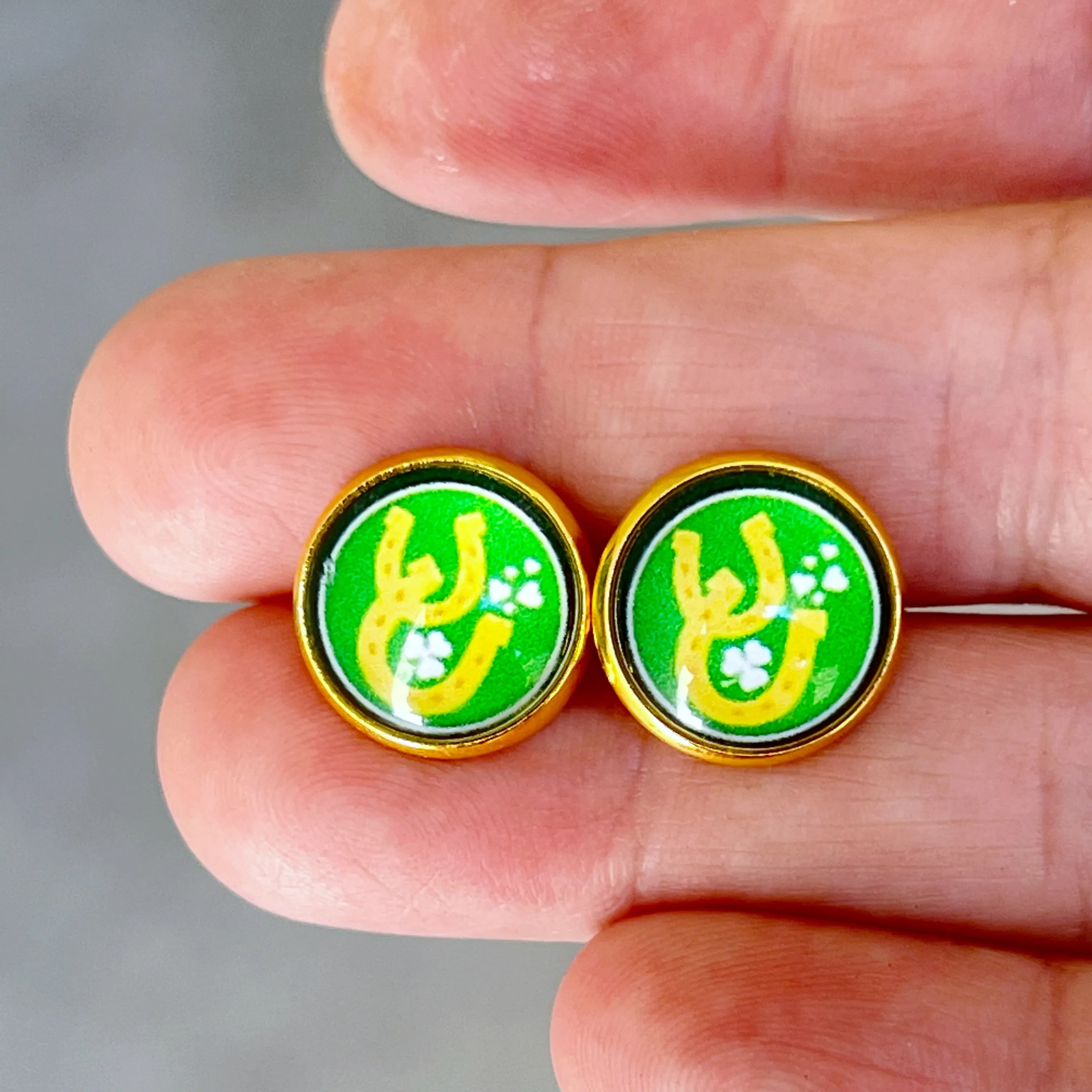 Lucky Horseshoe Gold Stud Earrings - Stylish & Symbolic Accessories