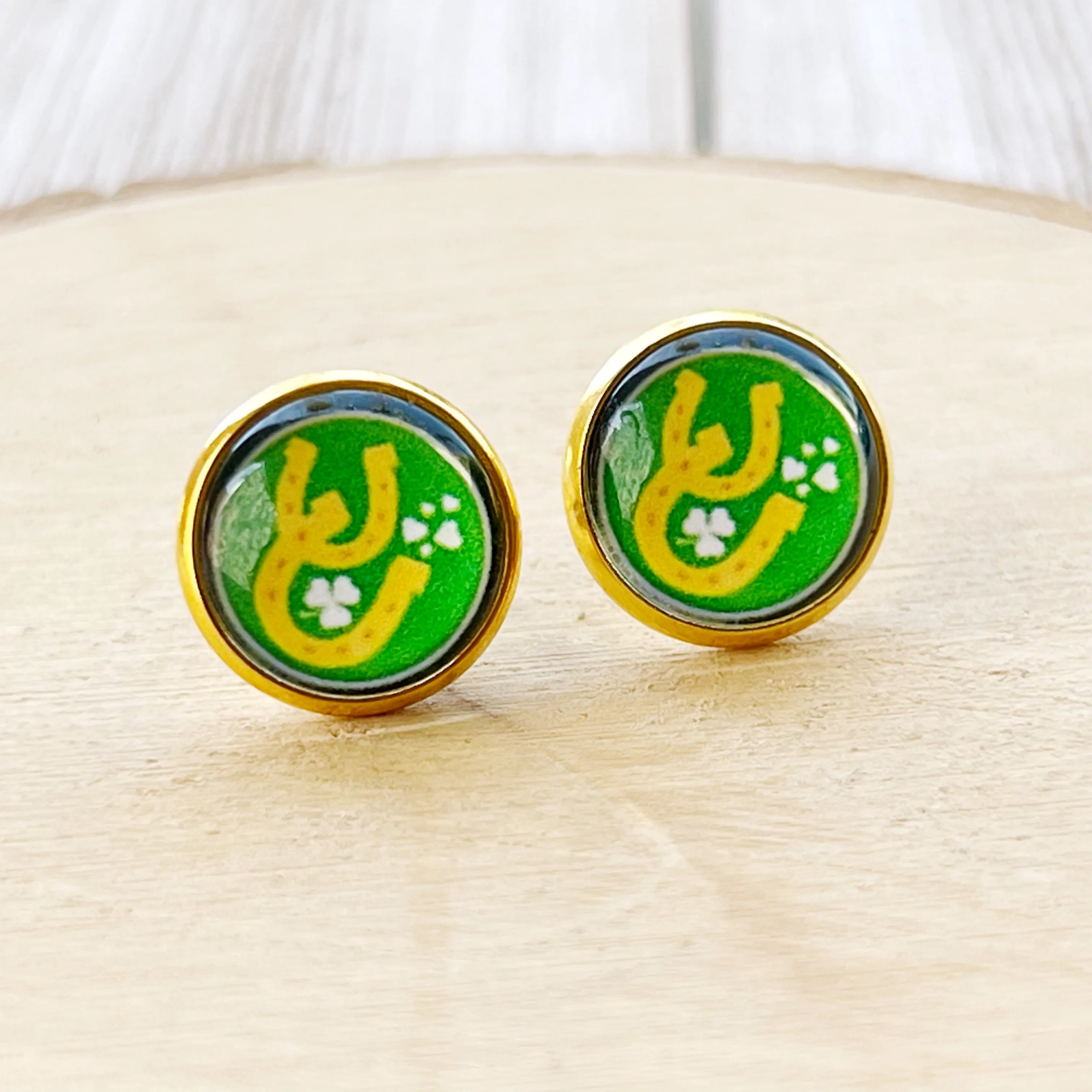 Lucky Horseshoe Gold Stud Earrings - Stylish & Symbolic Accessories