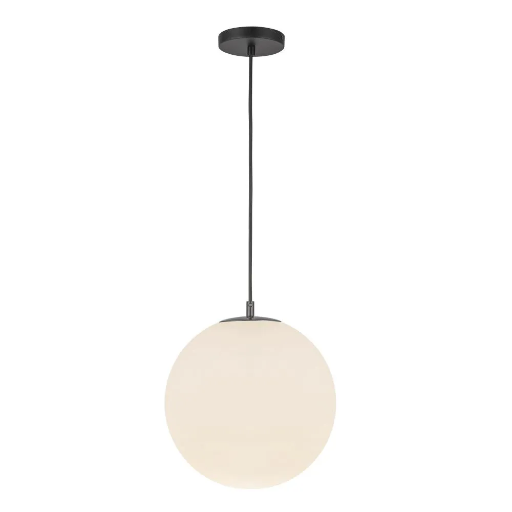 Marco 12-in Black/Opal Glass Socket Pendant