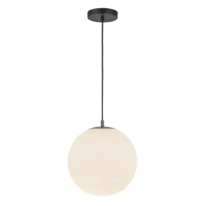 Marco 12-in,196-in Black/Opal Glass LED Pendant
