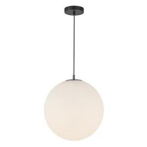 Marco 16-in,196-in Black/Opal Glass LED Pendant