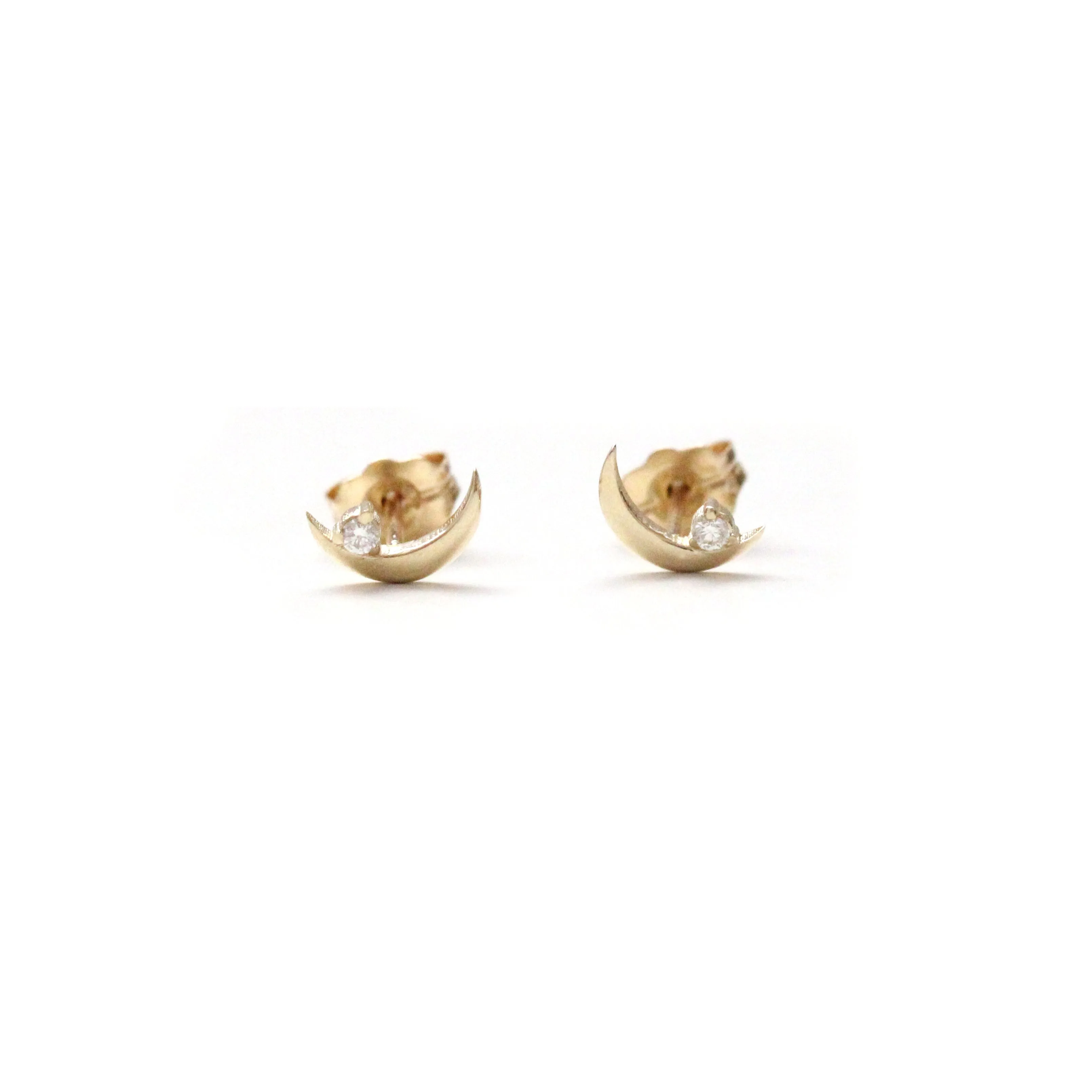 Mini crescent diamond earrings