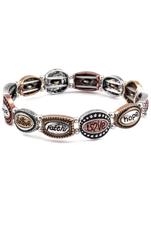 Mix Metal Wording Bracelet