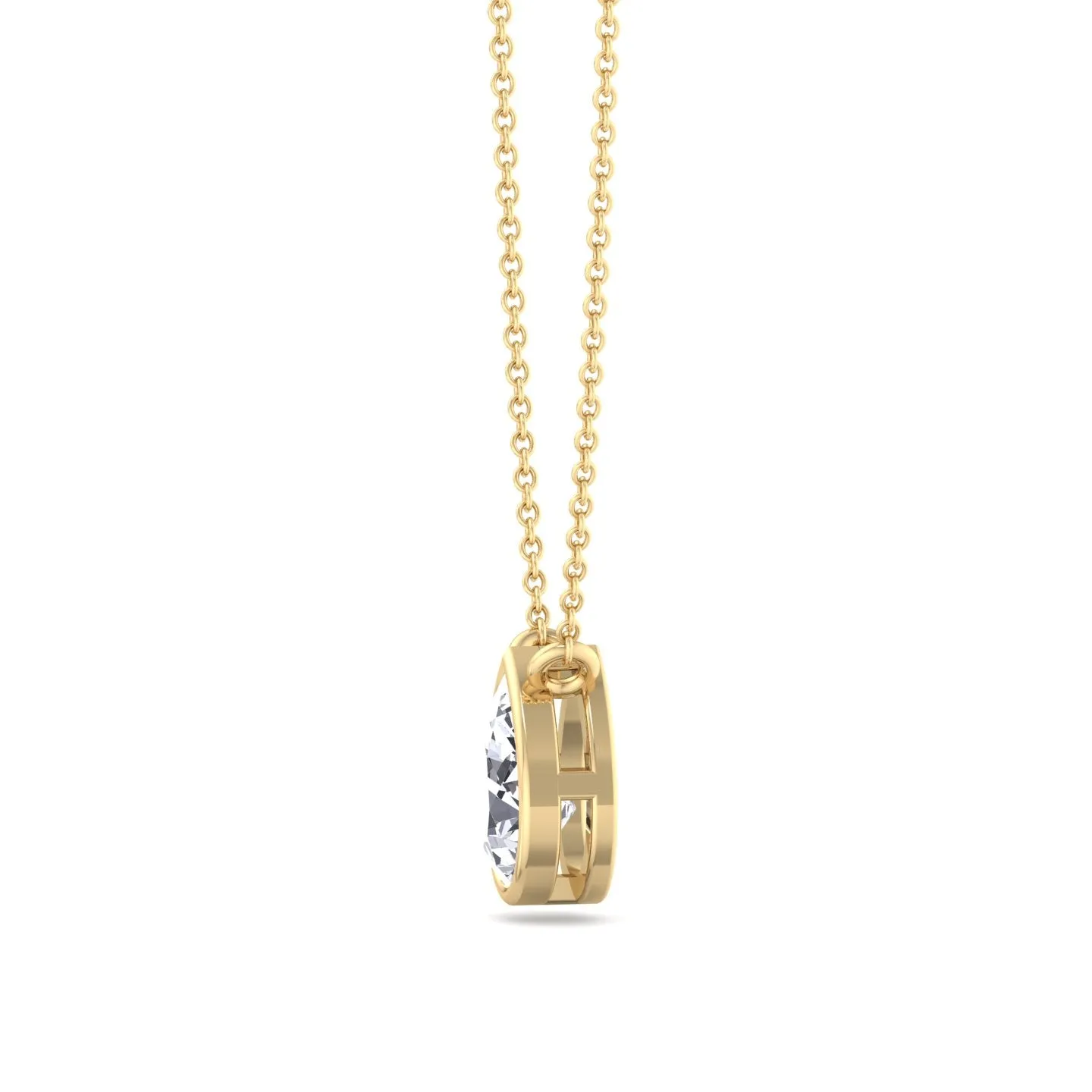 Miza - Bezel Set Pear Shape Diamond Pendant