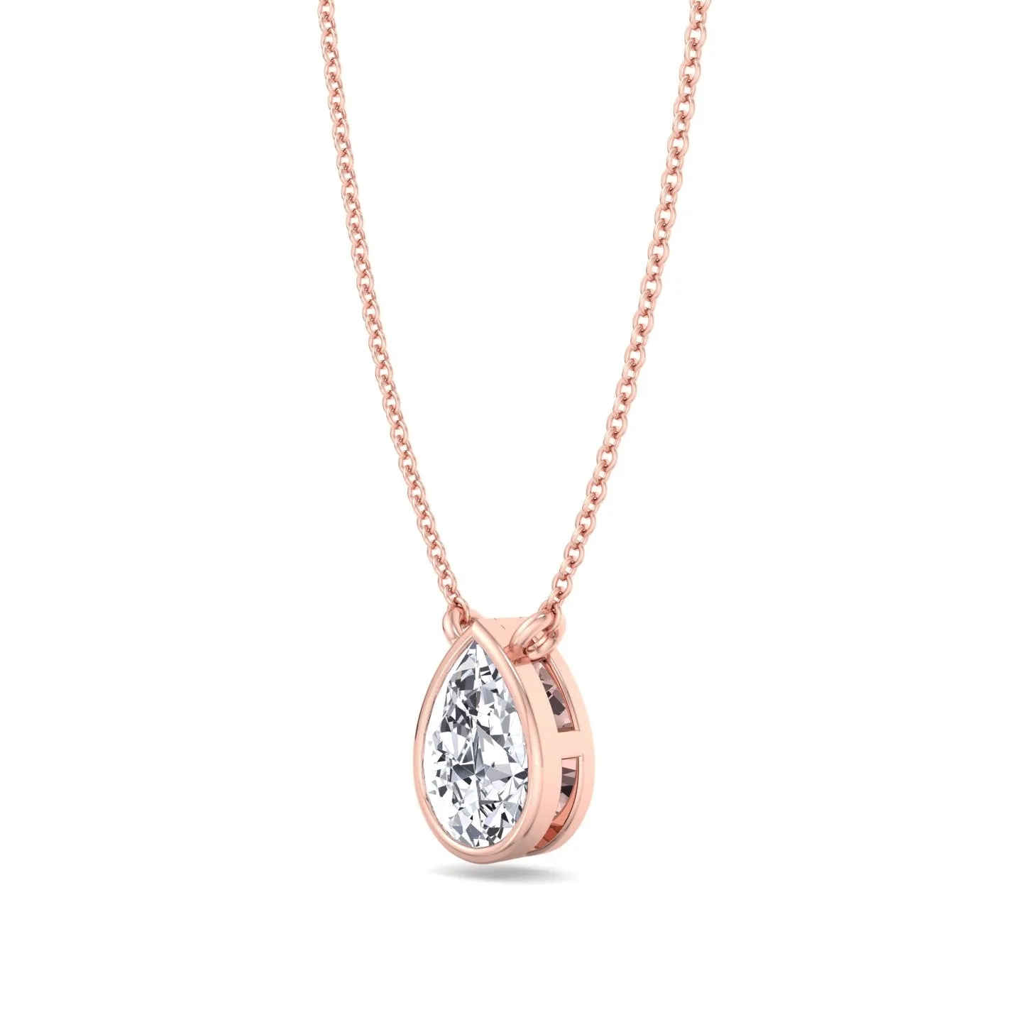 Miza - Bezel Set Pear Shape Diamond Pendant