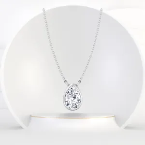Miza - Bezel Set Pear Shape Diamond Pendant