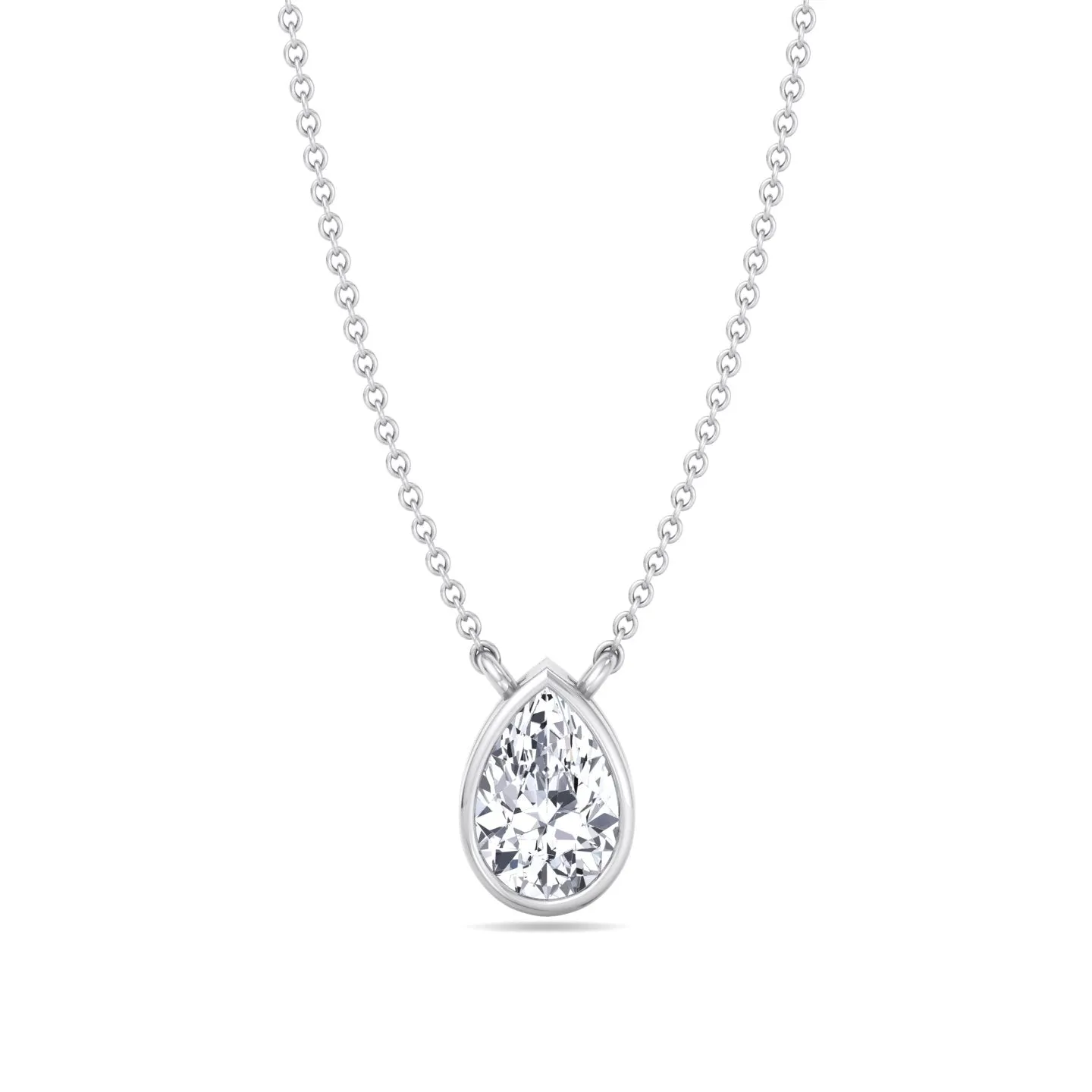 Miza - Bezel Set Pear Shape Diamond Pendant