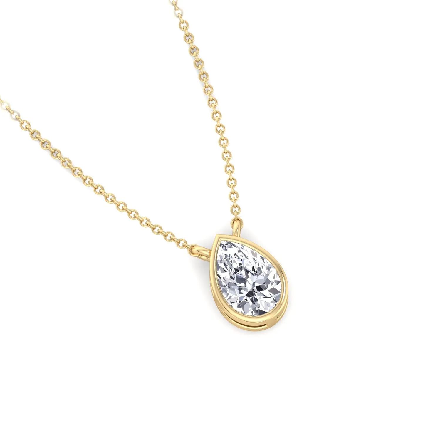 Miza - Bezel Set Pear Shape Diamond Pendant