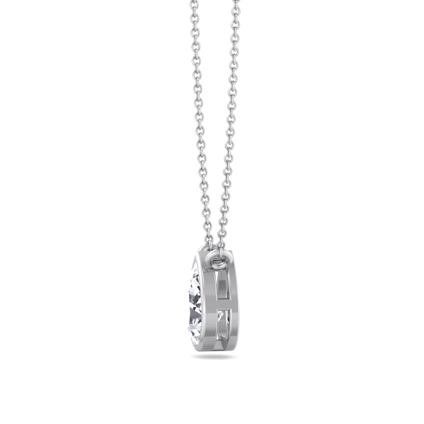 Miza - Bezel Set Pear Shape Diamond Pendant