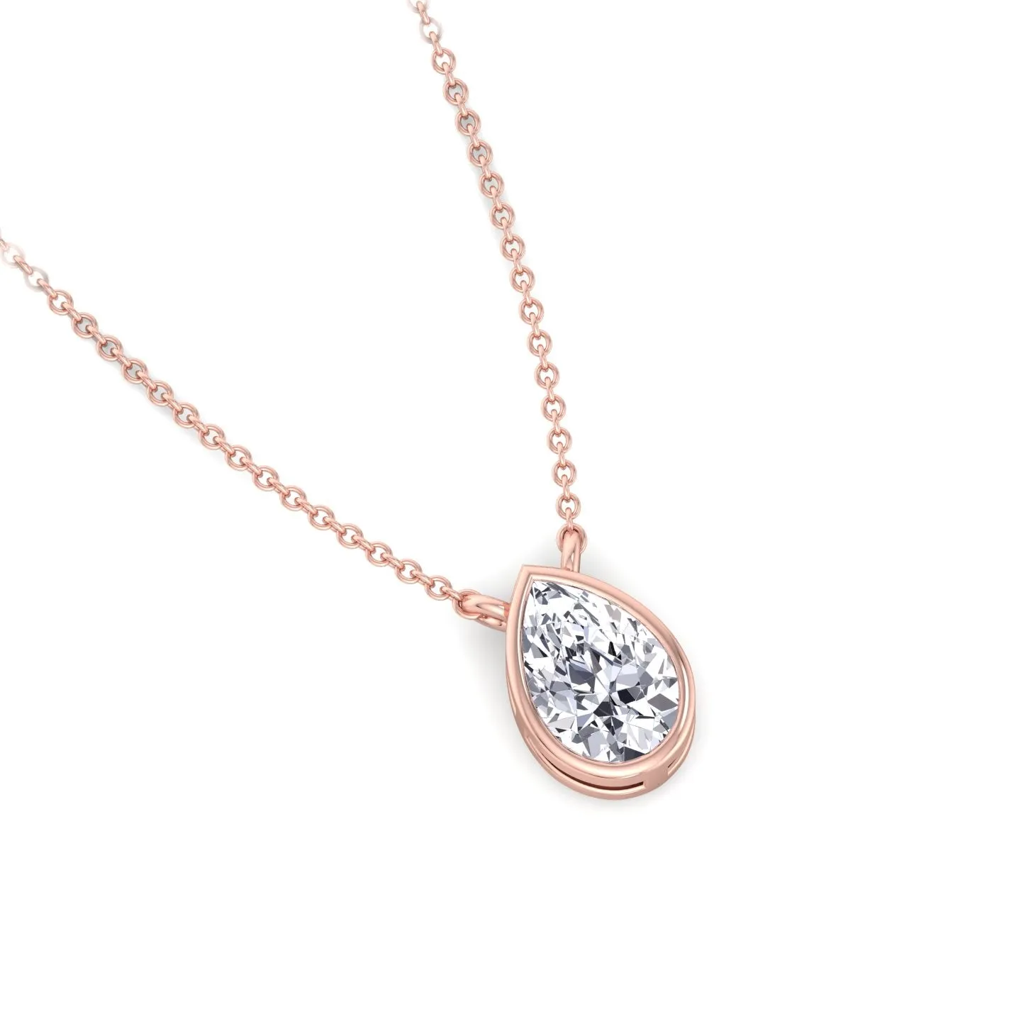 Miza - Bezel Set Pear Shape Diamond Pendant