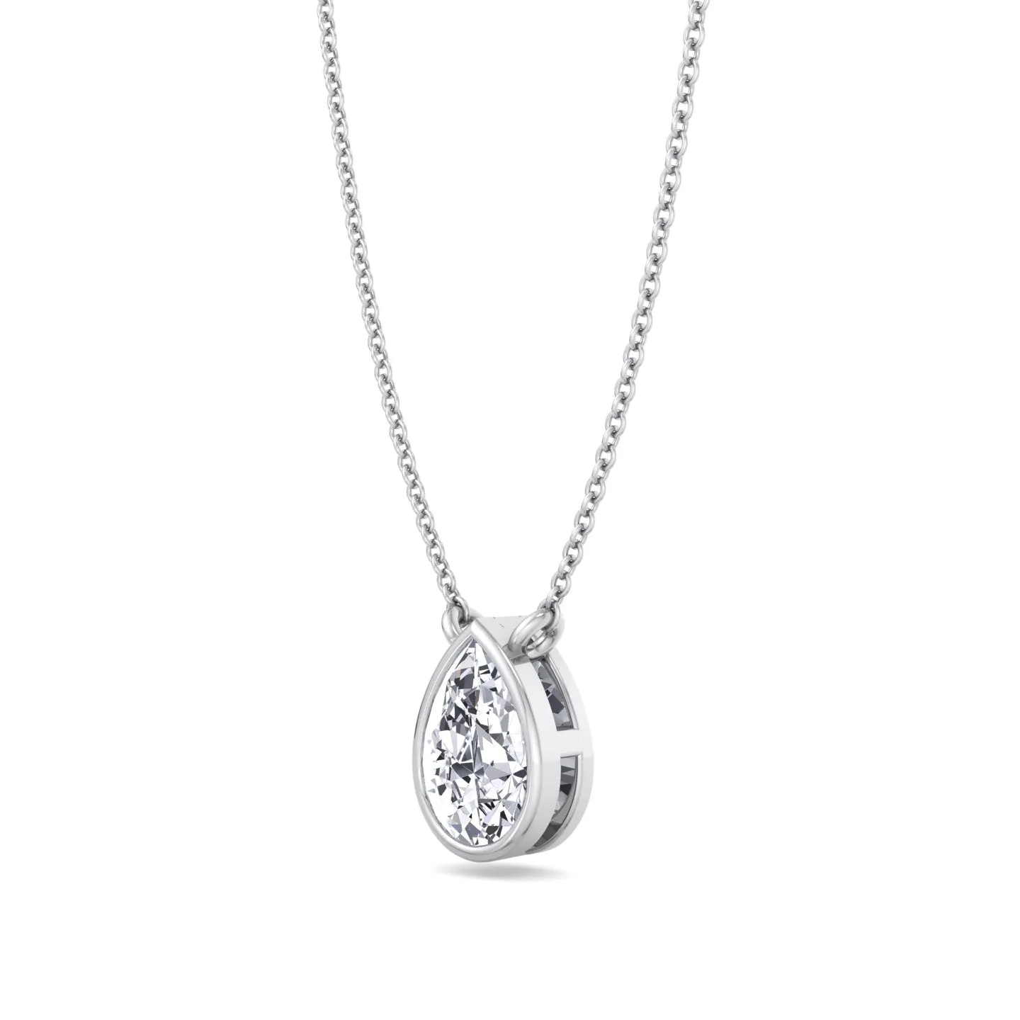 Miza - Bezel Set Pear Shape Diamond Pendant