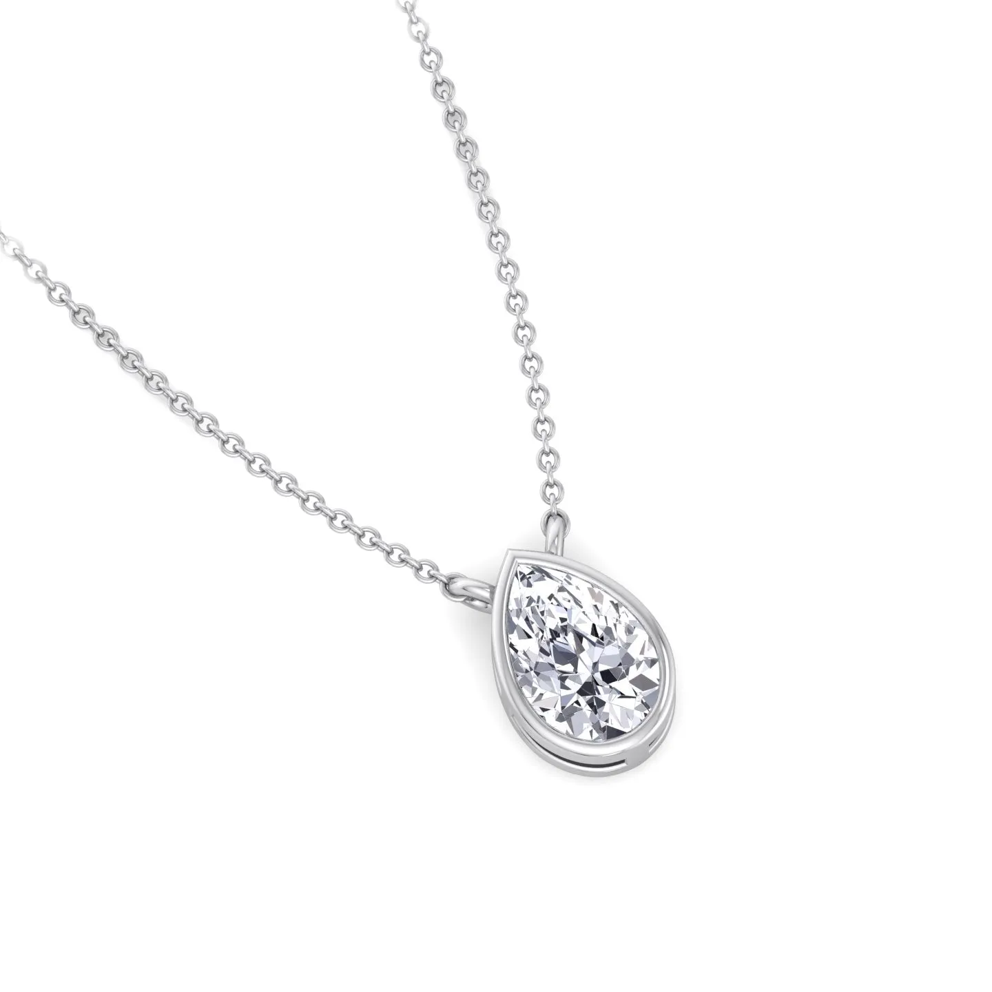 Miza - Bezel Set Pear Shape Diamond Pendant