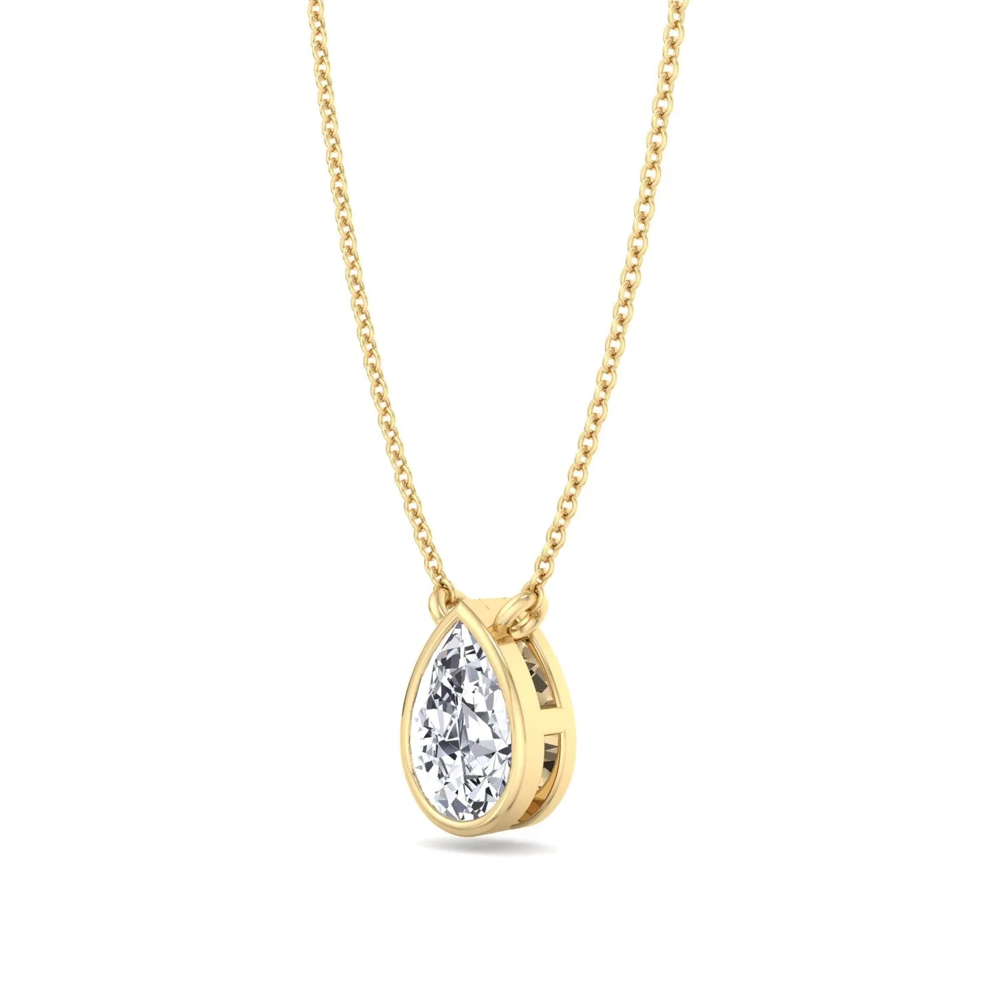 Miza - Bezel Set Pear Shape Diamond Pendant