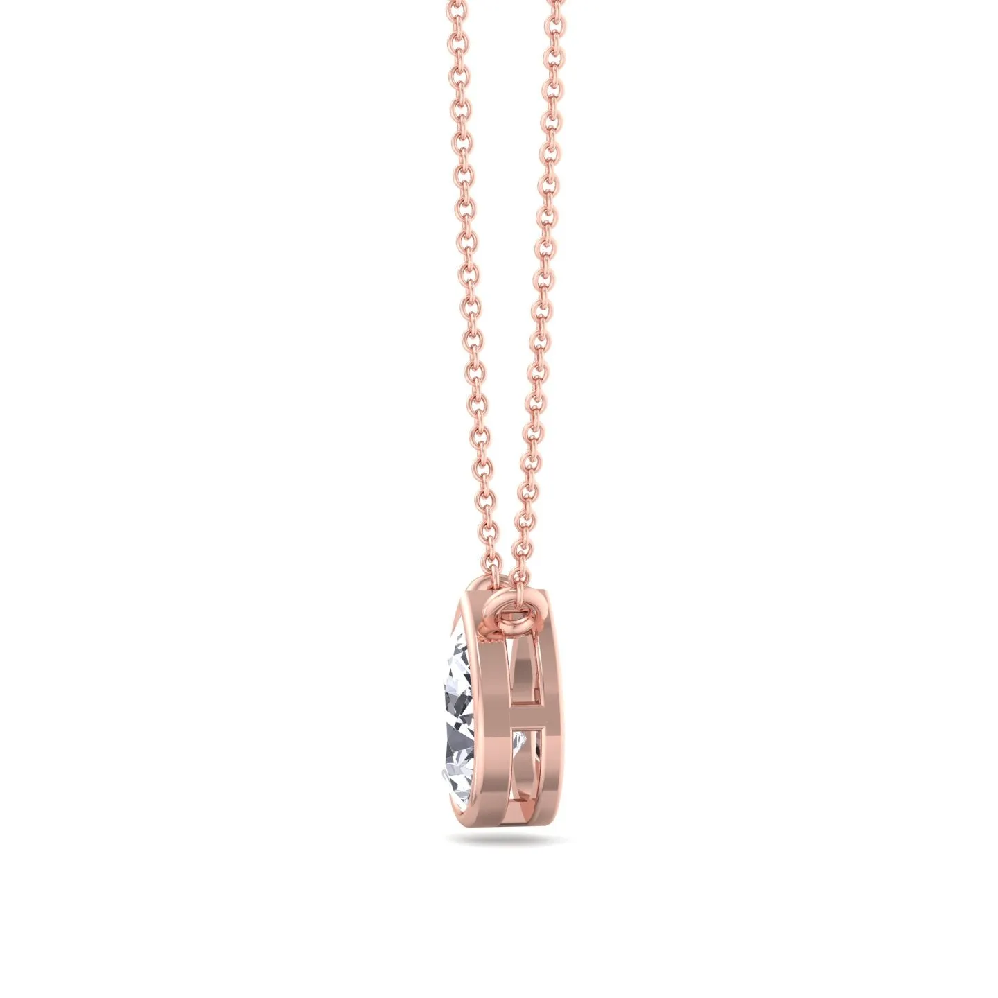 Miza - Bezel Set Pear Shape Diamond Pendant