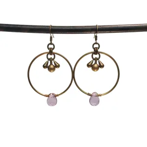 Modern Hoops Drop Earrings - Amethyst