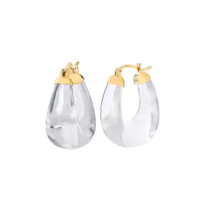 Modern Raindrop Lucite Hoop Earrings
