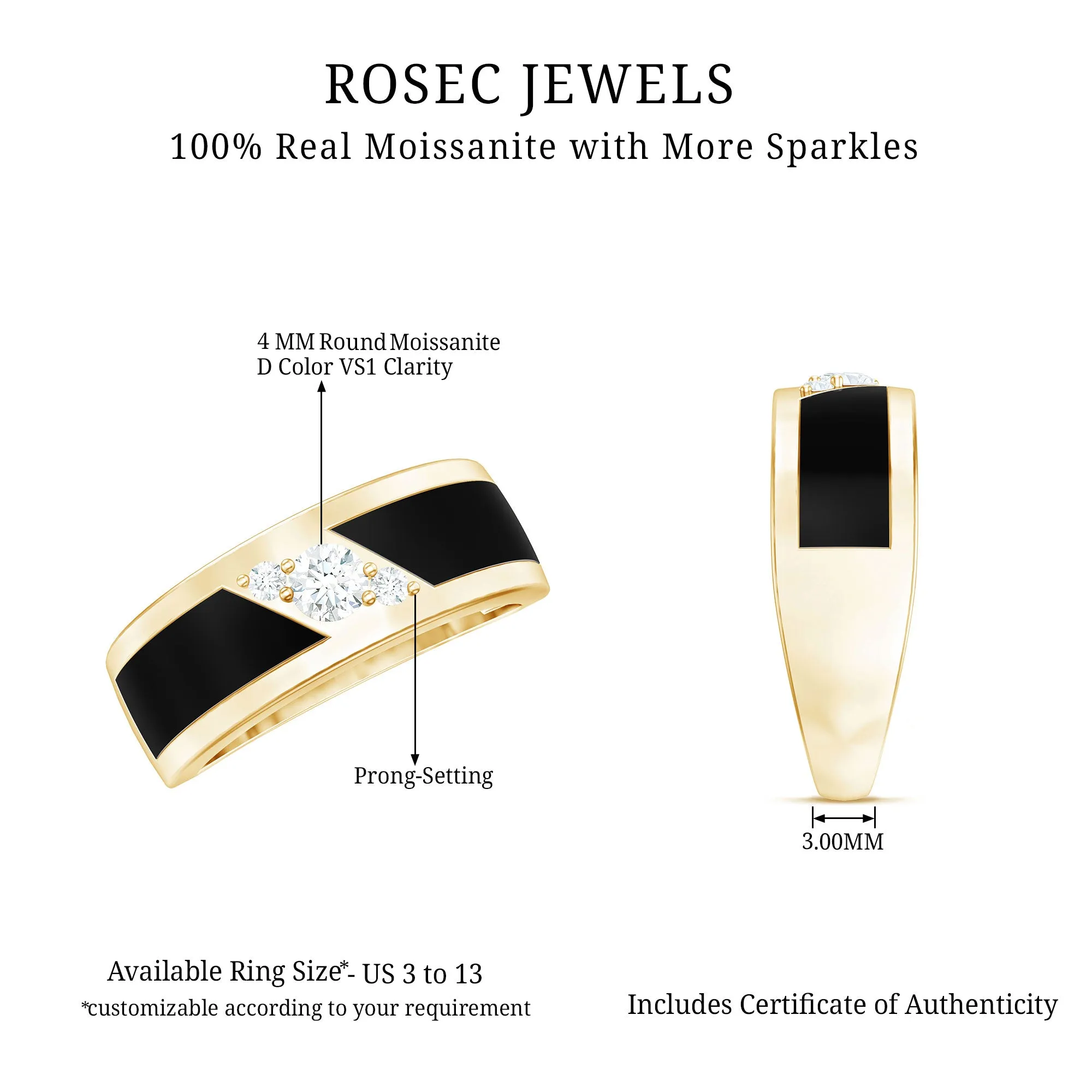 Moissanite Classic Wide Wedding Band Ring